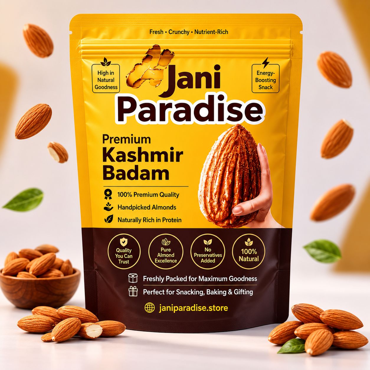 Jani Paradise™️ Premium Kashmiri Almonds – Finest Grade, Rich in Taste & Nutrition