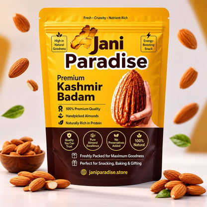 Jani Paradise™️ Premium Kashmiri Almonds – Finest Grade, Rich in Taste & Nutrition