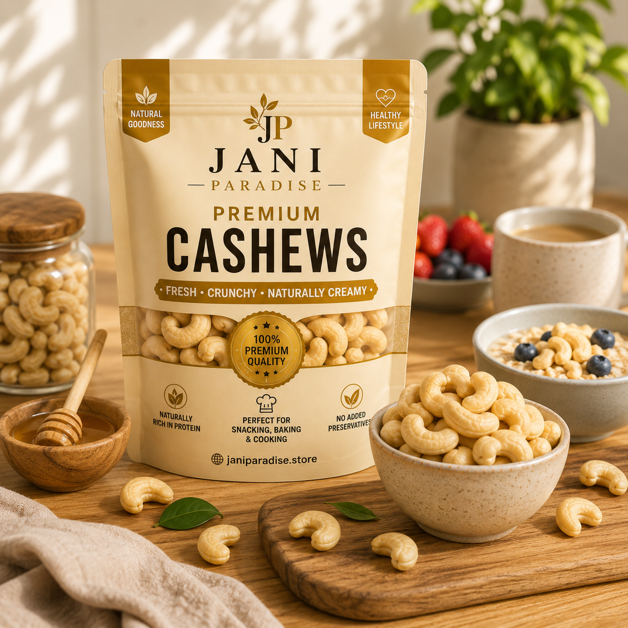 Jani Paradise™ Premium Cashews – Fresh, Crunchy & Naturally Creamy