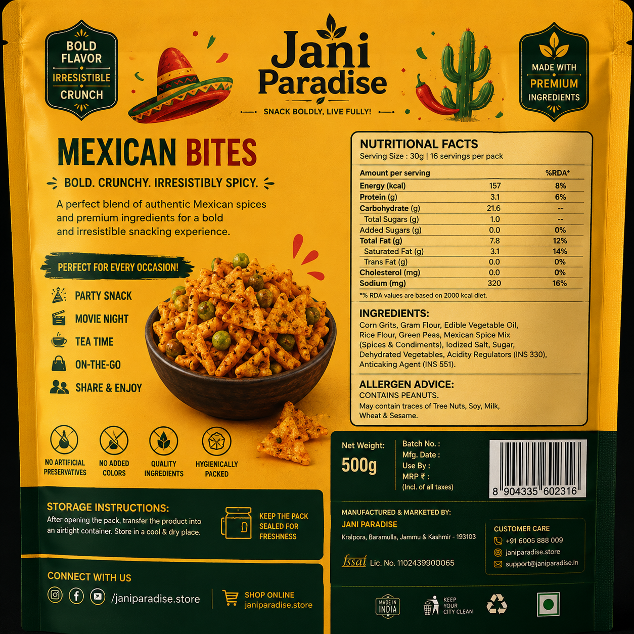 Jani Paradise™ Premium Mexican Bites – Bold, Crunchy & Irresistibly Spicy